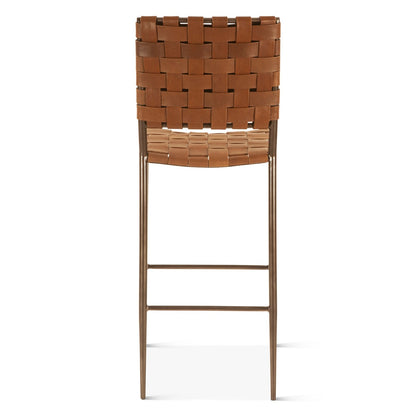 17" Brown Buffalo Leather Bar Chair