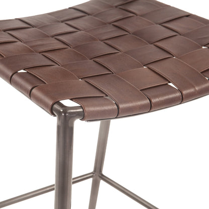 17" Brown Buffalo Leather Bar Chair