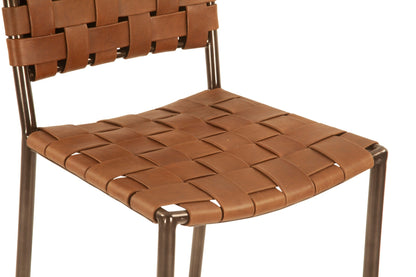 17" Brown Buffalo Leather Bar Chair