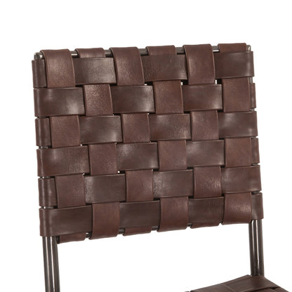 17" Brown Buffalo Leather Bar Chair