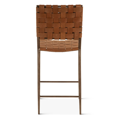17" Brown Buffalo Leather Counter Chair