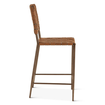 17" Brown Buffalo Leather Counter Chair