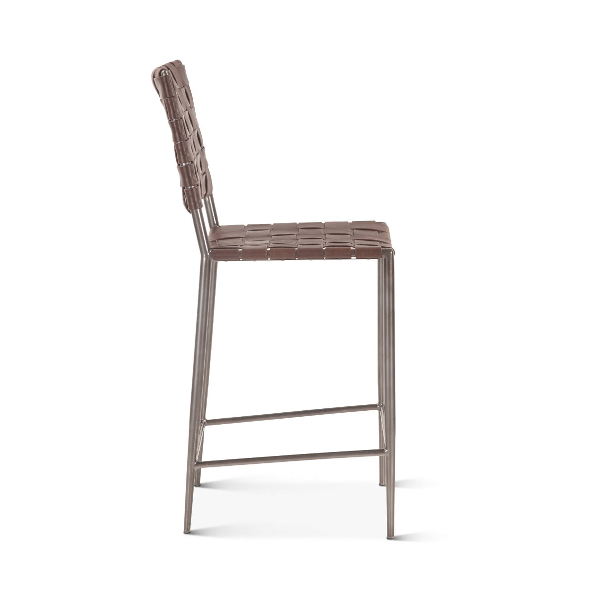 17" Brown Buffalo Leather Counter Chair
