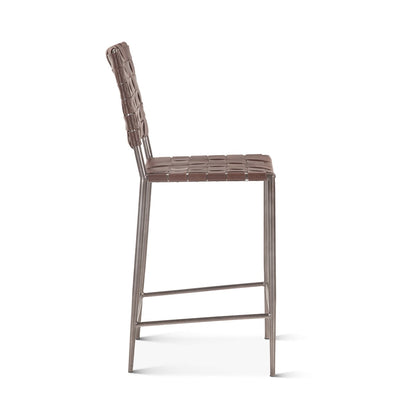 17" Brown Buffalo Leather Counter Chair