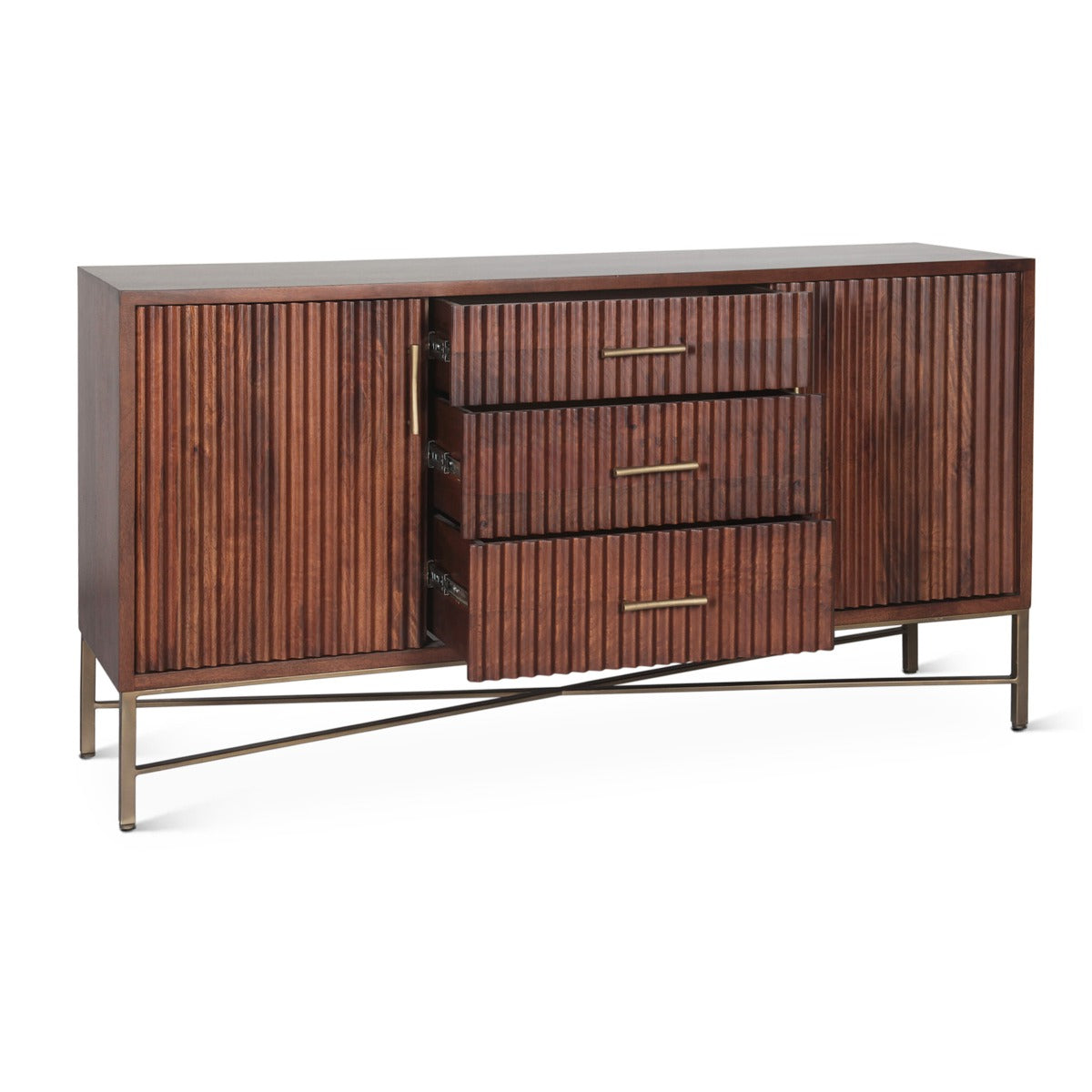 68" Honey Brown Mango Wood Sideboard