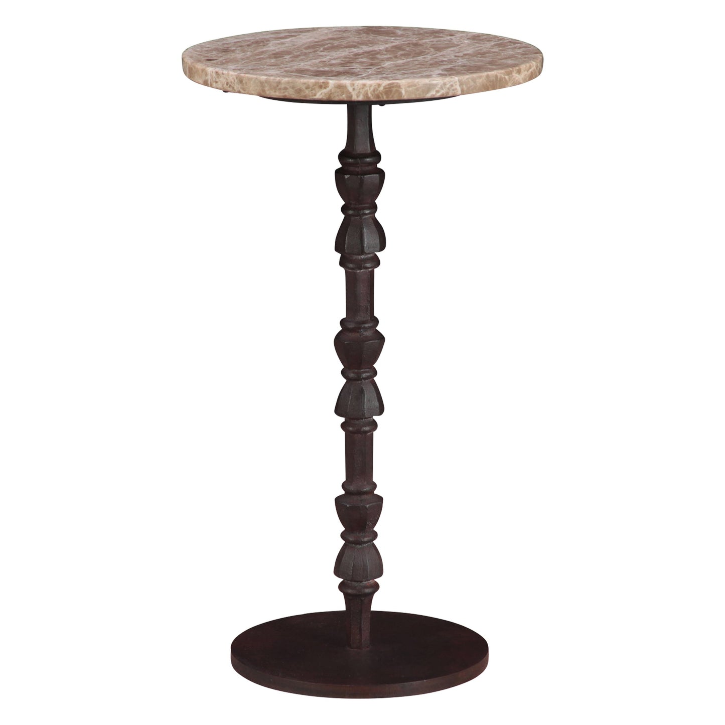 12" Light Emperador Marble Side Table