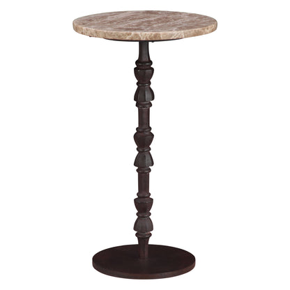 12" Light Emperador Marble Side Table