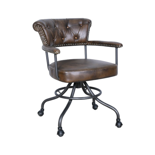 24" Antique Whiskey Leather Office Chair