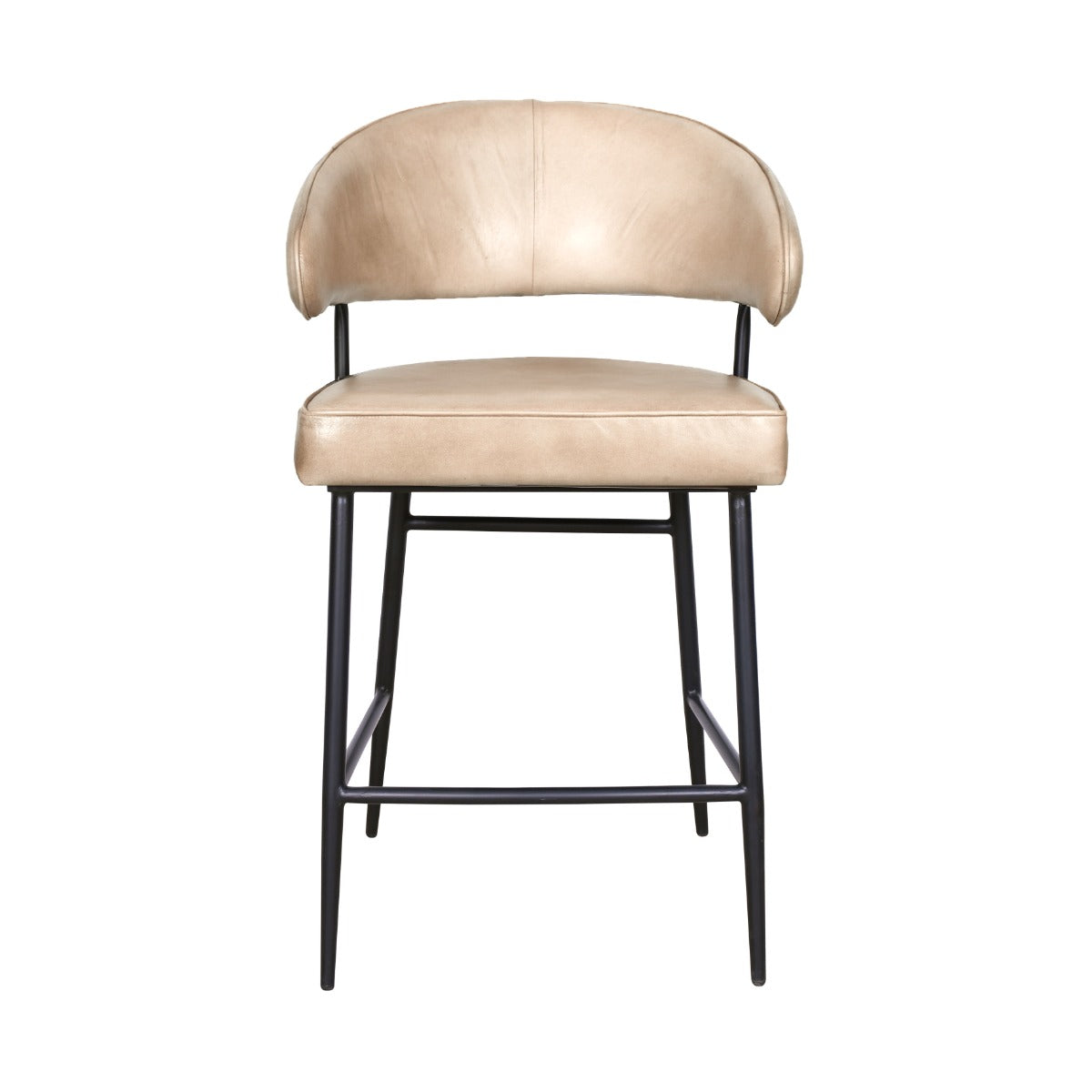 22" Antique Ivory Leather Counter Chair