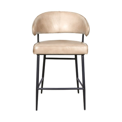22" Antique Ivory Leather Counter Chair