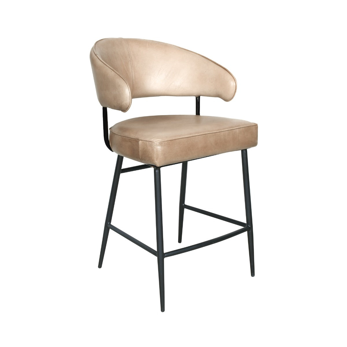 22" Antique Ivory Leather Counter Chair
