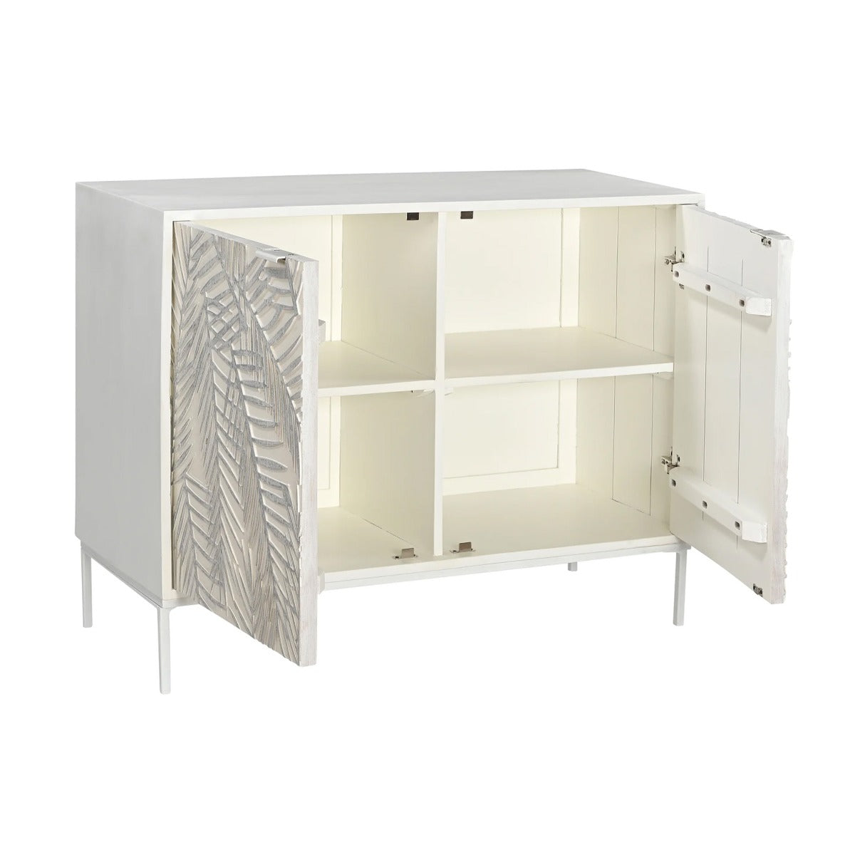 38" Coastal White Mango Wood Cabinet