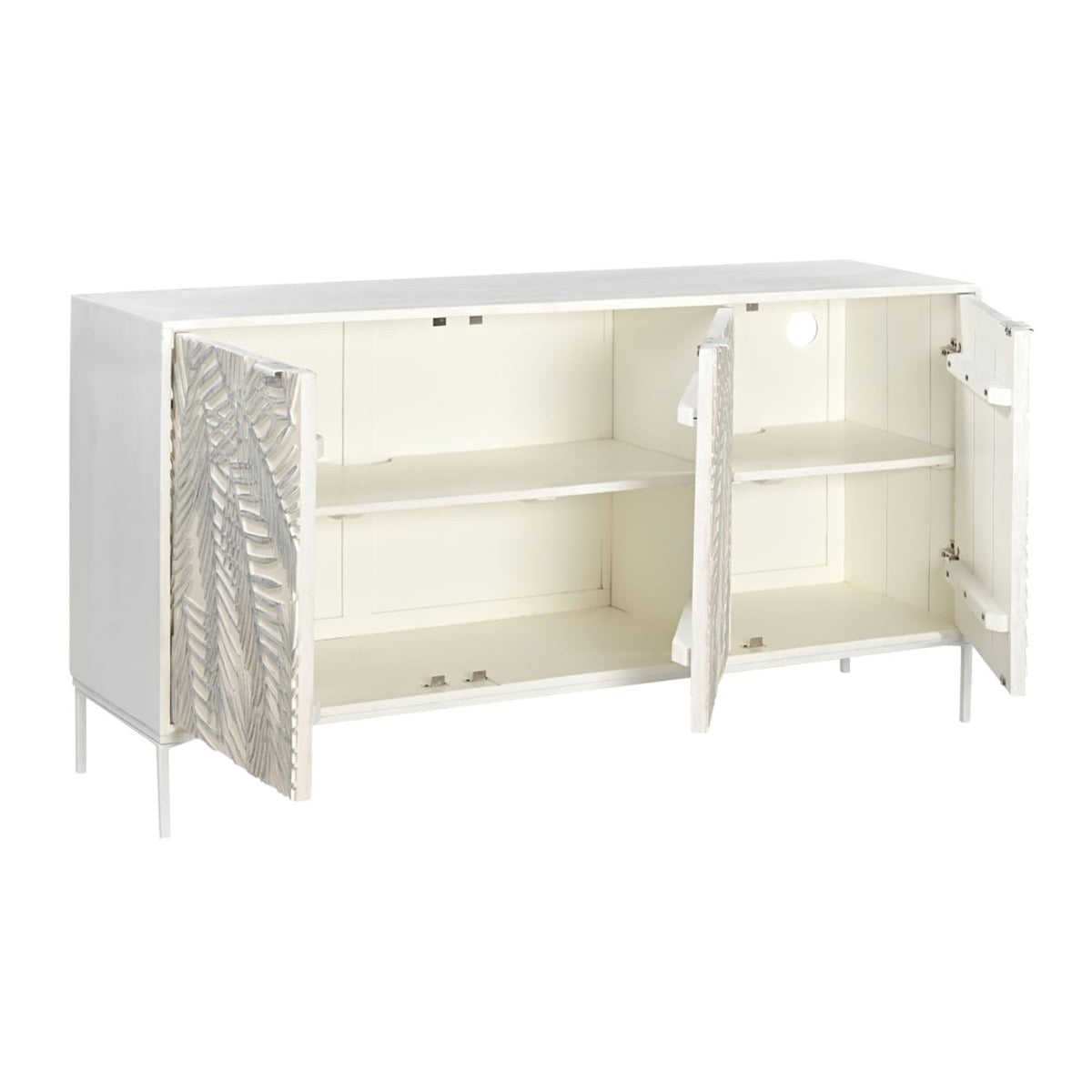 57" Coastal White Mango Wood Sideboard