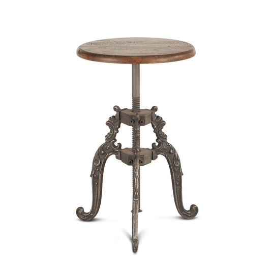 16" Weathered Teak Adjustable Stool