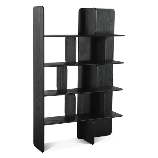 47" Black Mango Wood Bookshelf