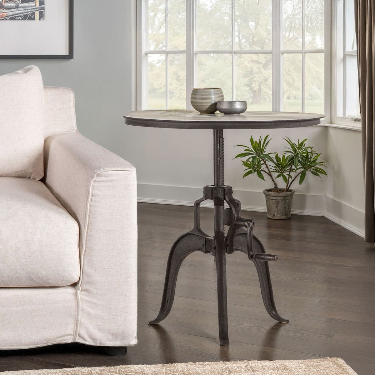 30" Matte Black Adjustable Side Table