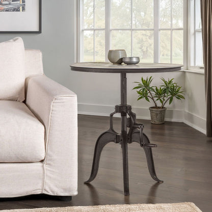 30" Matte Black Adjustable Side Table