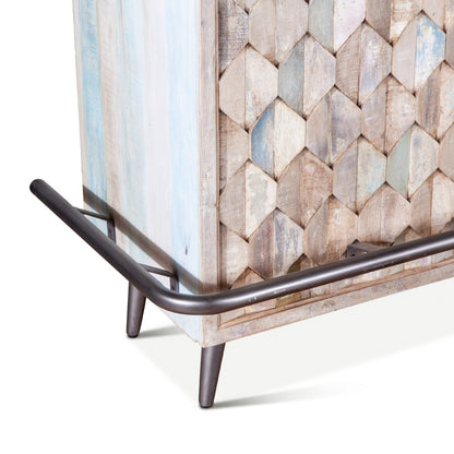 62" Vintage Teal Reclaimed Wood Bar