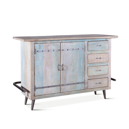 62" Vintage Teal Reclaimed Wood Bar