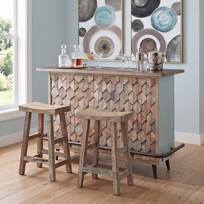 62" Vintage Teal Reclaimed Wood Bar