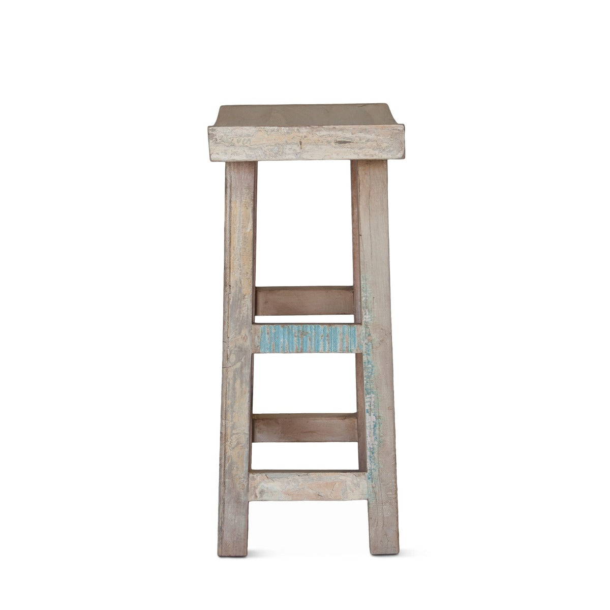 19" Vintage Teal Reclaimed Wood Counter Chair