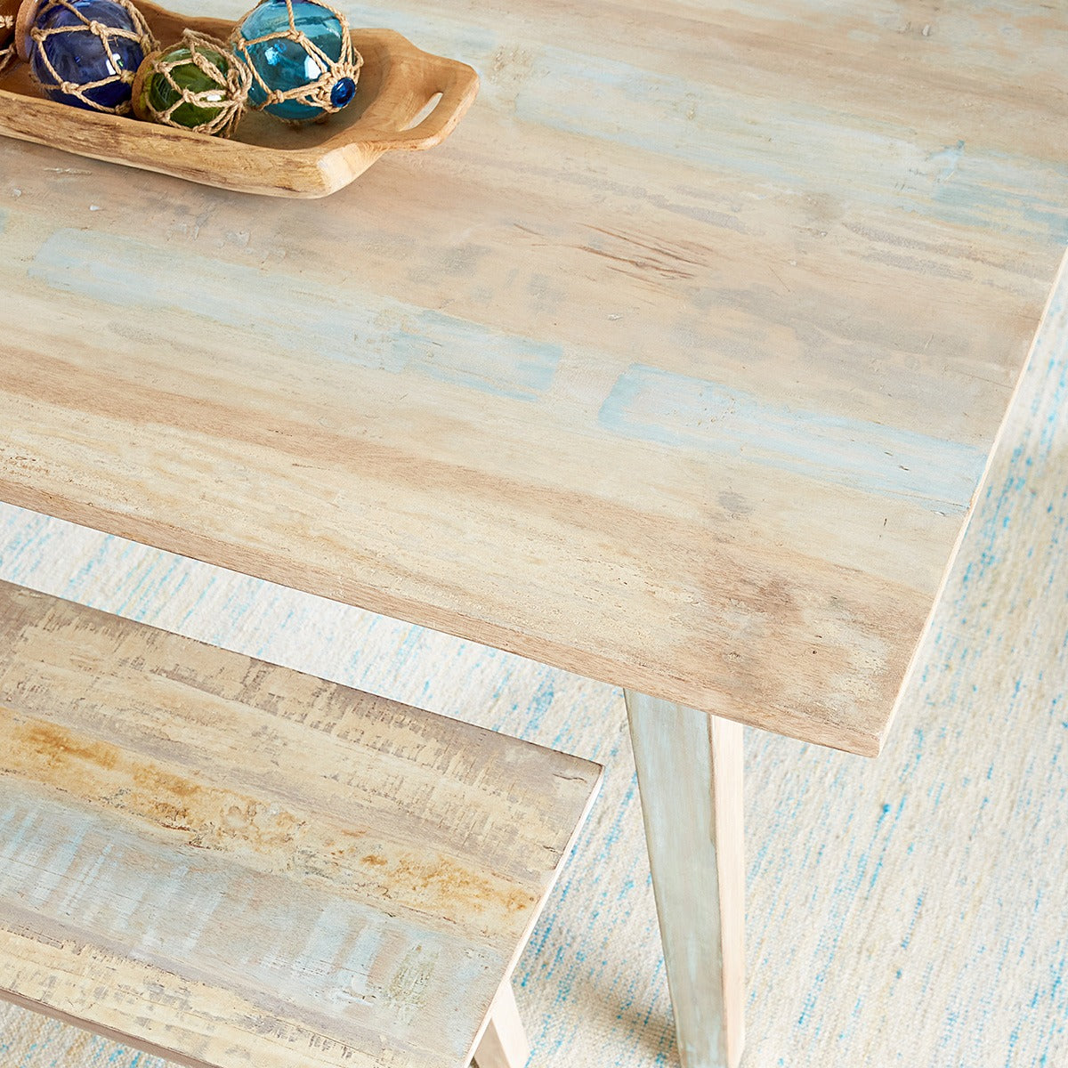 66" Vintage Teal Reclaimed Wood Dining Table