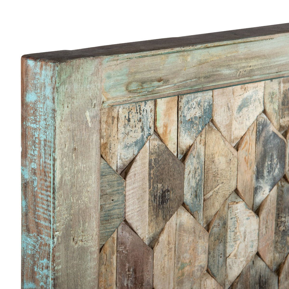 64" Vintage Teal Reclaimed Wood Queen Size Bed