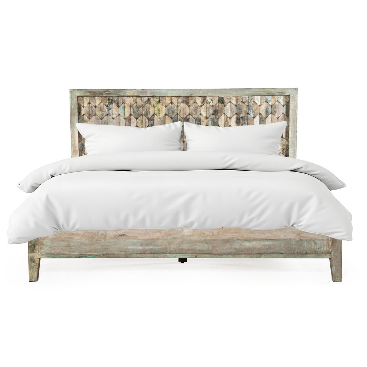 80" Vintage Teal Reclaimed Wood King Size Bed