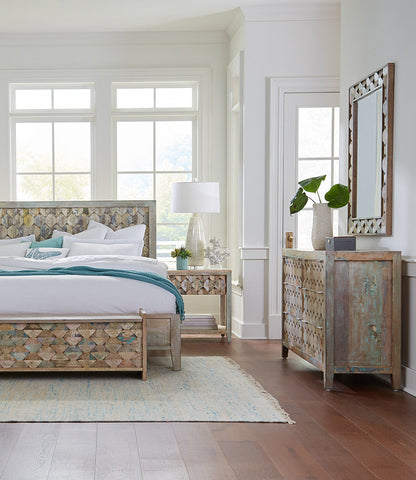 80" Vintage Teal Reclaimed Wood King Size Bed