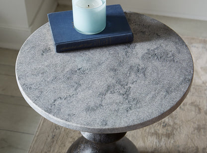 18" Gray Marble and Black Mango Wood Side Table