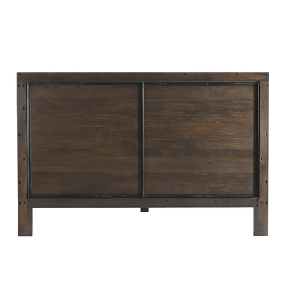 82" Dark Java Carved Wood King Size Bed