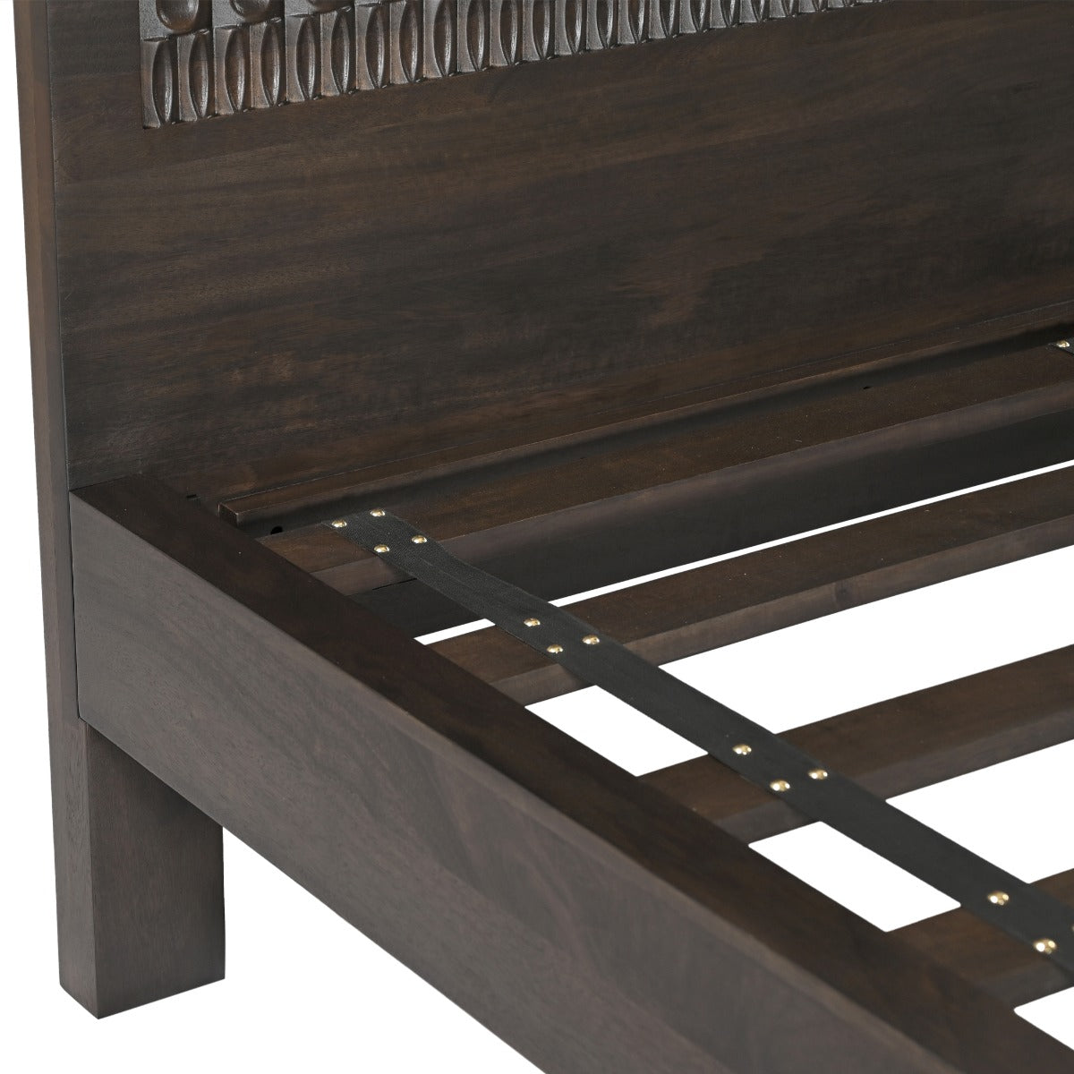 82" Dark Java Carved Wood King Size Bed