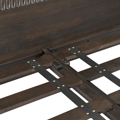 82" Dark Java Carved Wood King Size Bed
