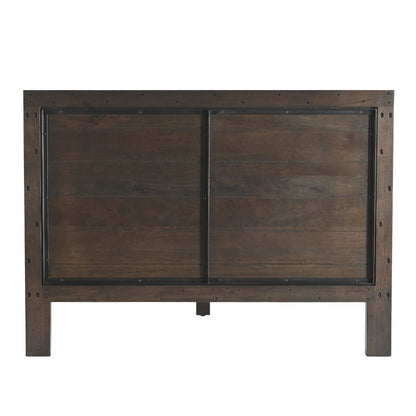 66" Dark Java Carved Wood Queen Size Bed