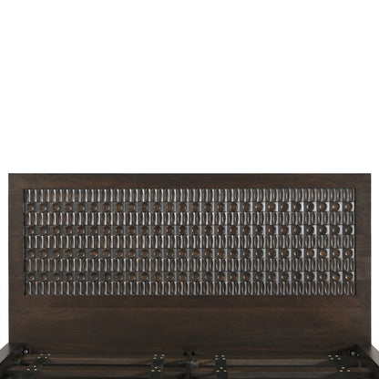 66" Dark Java Carved Wood Queen Size Bed