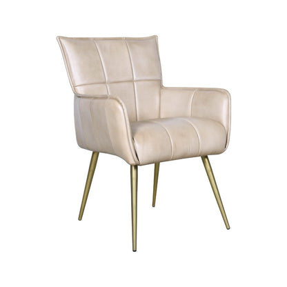 23" Antique Ivory Leather Armchair