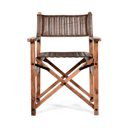 23" Folding Dining Chair in Antique Whiskey Leather