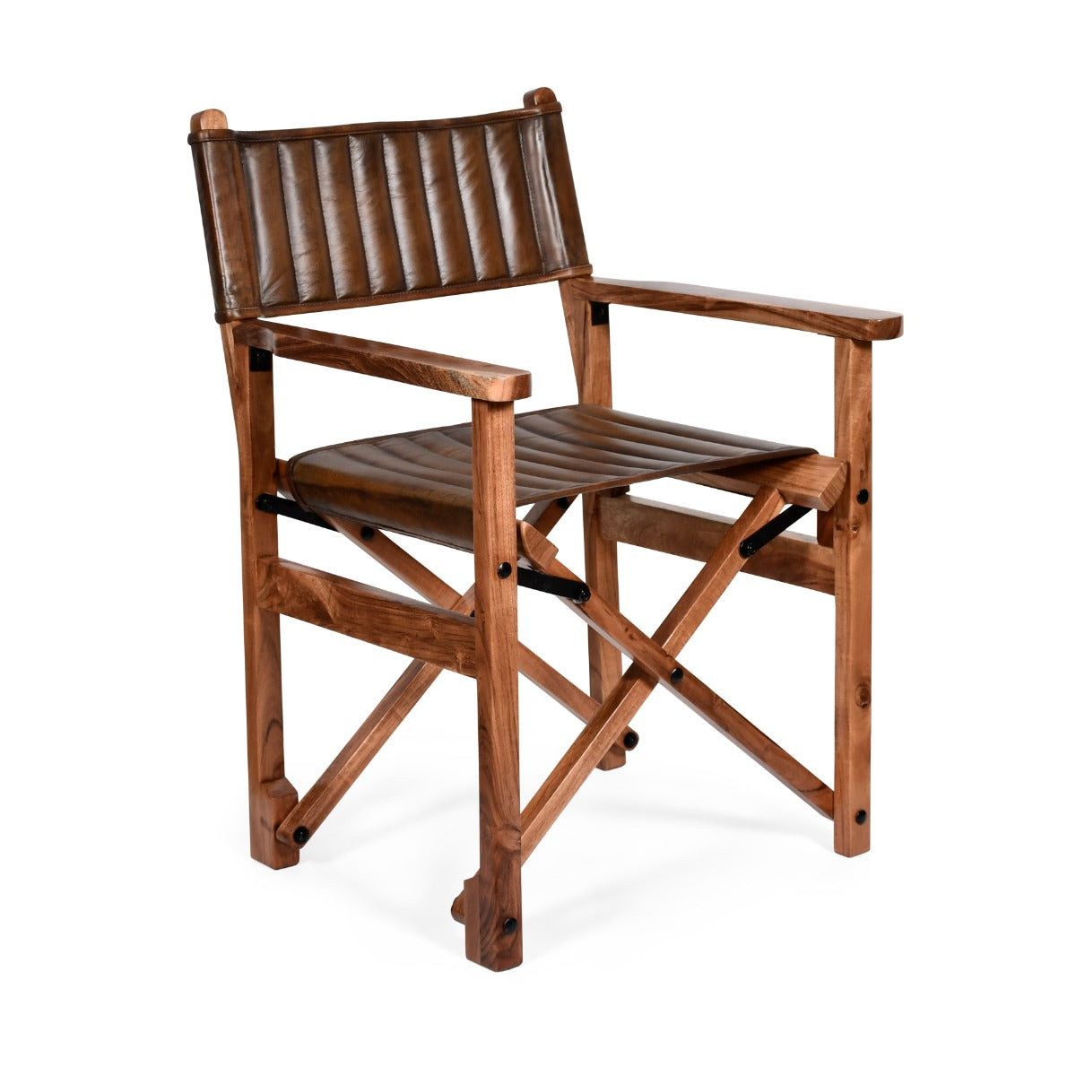 23" Folding Dining Chair in Antique Whiskey Leather
