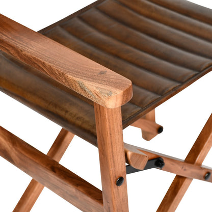 23" Folding Dining Chair in Antique Whiskey Leather