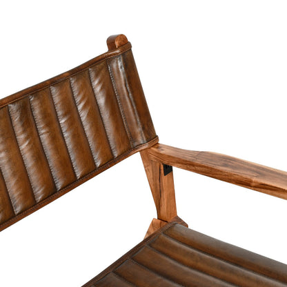 23" Folding Dining Chair in Antique Whiskey Leather