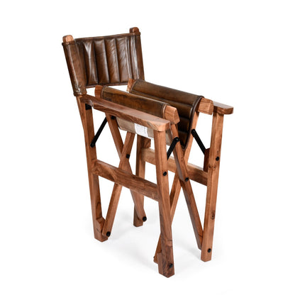23" Folding Dining Chair in Antique Whiskey Leather