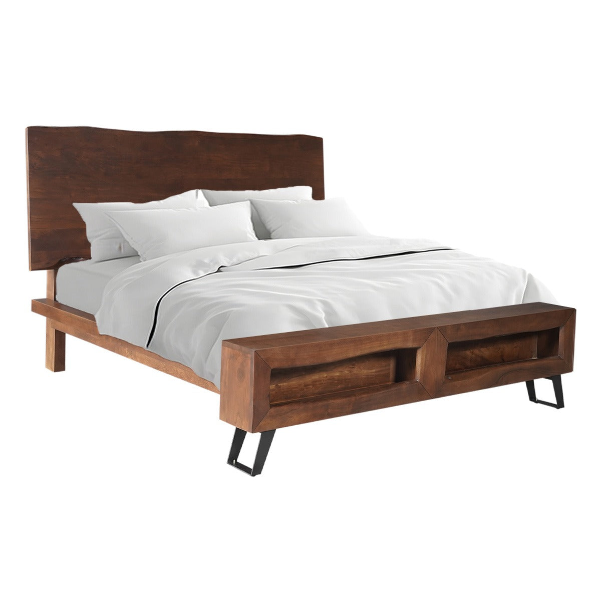 90" Walnut King Size Bed