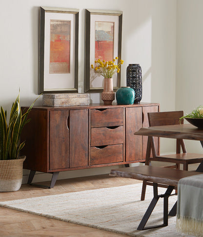 68" Walnut Acacia Wood Sideboard