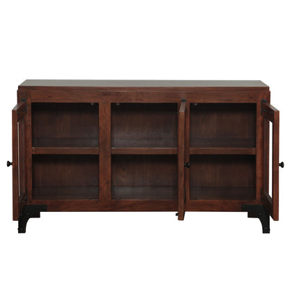 58" Dark Walnut Acacia Wood Cabinet