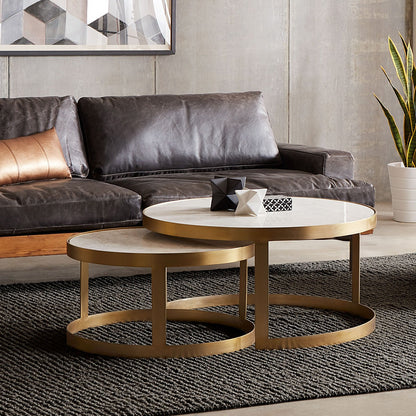 36" White Marble Coffee Table