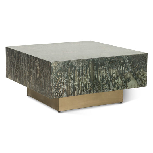 35" Desert Patina and Brass Coffee Table