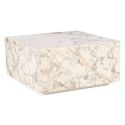 32" Alabaster Marble Drum Coffee Table