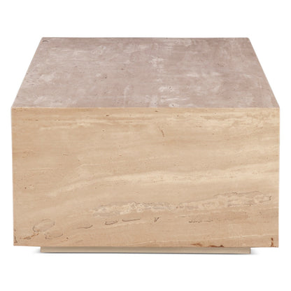 50" Travertine Stone Drum Coffee Table