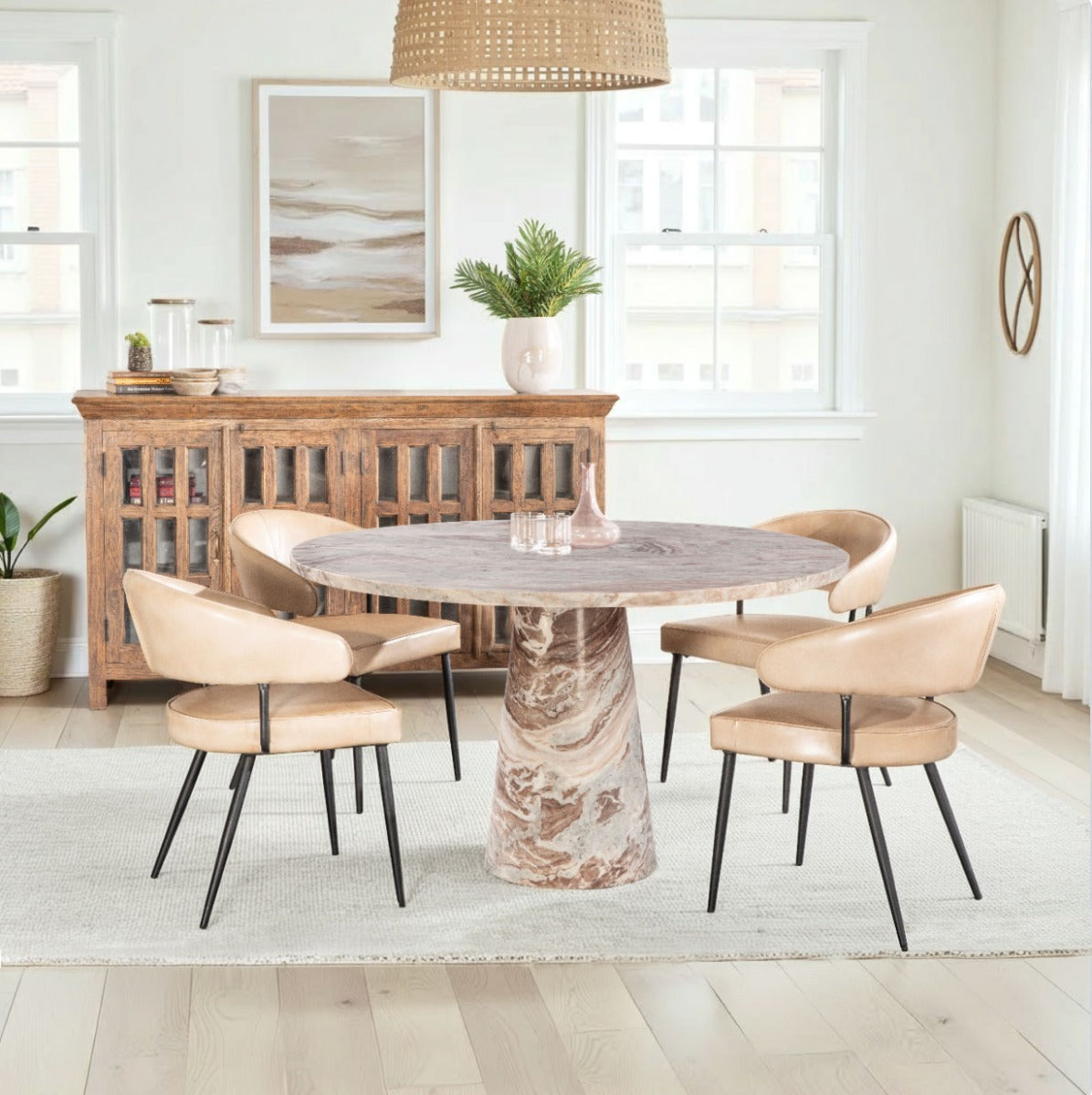 48" Brown Toronto Marble Dining Table