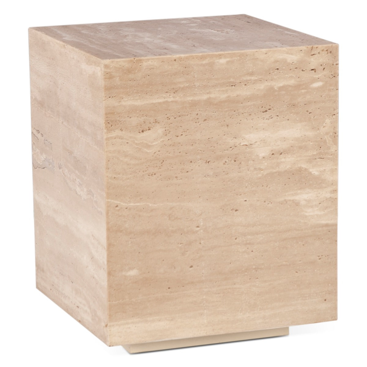 18" Travertine Stone Drum Side Table